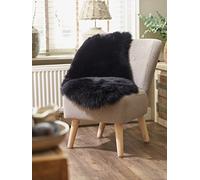 Naturally Sheepskins New Zealand Single Sheepskin Rug - Black, Luxurious Long Wool with Natural Leather Backing,Soft, Breathable & Temperature-Regulating,Multi-Use Floor Rug, Throw, Chair Cover