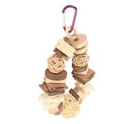 Naturally Wooden Parrots Chewing Toys Set - Safe Rattan Balls & Loofah Hanging Chew Toys for Cockatiels, Lovebirds, Budgies to Exercise Beak & Reduce Anxiety