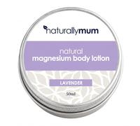 NaturallyMum Magnesium Body Lotion 50ml | Lavender Magnesium Cream for Adults | Travel Size Magnesium Moisturiser with Shea Butter, Coconut & Macadamia Oil | Fast Absorbing, Non-Greasy Formula