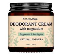 NaturallyMum Natural Deodorant Cream with Magnesium | Aluminium Free Deodorant Balm | Peppermint & Eucalyptus | Long Lasting Odour Protection | Vegan Friendly | Plastic Free Glass Jar |120ml