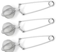 NaturallyTakeCare 3-Pack Stainless Steel Squeeze Handle Tea Infuser Ball | Fine Mesh Tea Strainer Tongs for Loose Leaf Tea, Herbs, and Spices | Durable Pincer Design Tea Diffuser