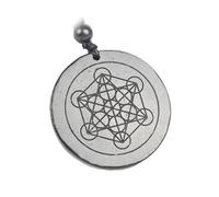 Naturals Shungite Crystal Necklace Pendant | Healing Crystals & Chakra Necklace - Gemstone Jewelry for Men & Women - Spiritual and Joyous Gifts 40mm (Tree of Life)(Metatron)