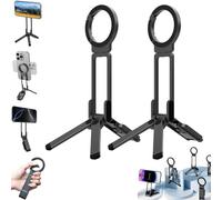 Naturaltly Magnetic Phone Tripod for iPhone,MA38 Portable Phone Holder Mini Tripod for Magsafe with Double-Sided Strong Magnetic 1/4'' Hole Foldable Hook,Adjustable & Rotatable (2pc Black)