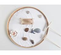 NATURALTOUCH Miniature Japanese Zen Garden Sand Garden Round Wood Tray Natural Materials Eco Packaging Ideal for Meditation, Relaxation, Decoration and Gifting (24cm Tray)