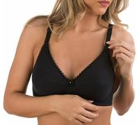 Naturana Black Nursing Bra 36D Wirefree Drop Cups 100% Cotton Breastfeeding