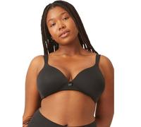 Naturana® Women's Wireless Bra [Cup A-D] | 100% Padded Straps | Wire-Free Bra with Seamless Cups | Women's Bra with Underbust Band 36 Black A