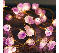 Nature Amethyst Crystal String Lights for Bedroom 10FT 40LEDs USB/Battery Operated Grape Crystal Light Pure Purple Fairy Lights Plug in for Natural Life Cute String Lights for Office
