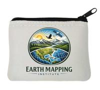 Nature and Earth Observation Illustration Neoprene Coin Purse Pouch 10x11cm White