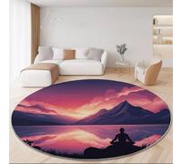 Nature Animal Guinea Pig Rugs Round 180 cm Living Room Modern Non-Slip Area Rug, Round Machine Washable Floor Carpet, Low Pile Soft Circle Rug for Bedroom Kids Room Decor, Green