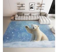 Nature Animal Polar Bear Rug Living Room Soft Short-Pile Gray-Blue Rugs suitable for Dining Rooms Offices and Kids' Playrooms 60 x 120 cm - Anti Slip Backing
