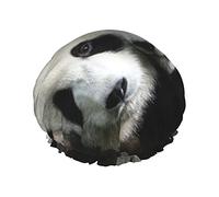 Nature Animals Panda Bears Mammals Printing Shower Cap Elastic Reusable Women Bathing Hair Cap Double Layer Waterproof Shower Cap,For Ladies Spa Salon