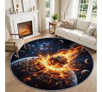 Nature Animals Round Area Rug Non Slip 160 cm for Living Room | Washable Non-Slip Low Pile Wolf Snow Mountain Pine Forest Circle Carpet Soft for Kitchen Bedroom Kid’s Room Nursery Entryway
