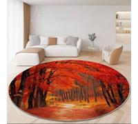 Nature Autumn Landscape Woods Round Rug for Living Room Bedroom, 60 cm Non-Slip Round Area Rug, Machine Washable Floor Carpet Colorful Soft Short Pile Circle Carpets for Kids Room Decor