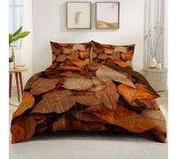 Nature Autumn Leaves Printed Super King Duvet Cover Sets 3 pcs, Orange Brown Bedding Sets, Breathable Reversible Ultra Soft Printed Duvet Cover Sets with Zipper Closure