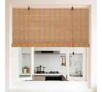 Nature Bamboo Roller Blind,Manual Side Pull Window Shade Eco-Friendly Material 75%Light Blocking for Indoor Home Office Living Room Light Filtering Privacy Shades Easy to Install(110W x 110H cm)
