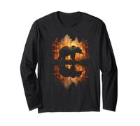 Nature Bear Reflection Forest Minimalist Art Long Sleeve T-Shirt