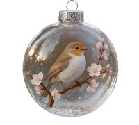 Nature Bird Sculpture Clear Acrylic Round Ball Hanging Ornament Decors for Christmas Tree Home Holiday Decoration Gift Bird Acrylic Baubles Ornament