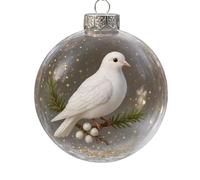Nature Bird Sculpture Clear Acrylic Round Ball Hanging Ornament Decors for Christmas Tree Home Holiday Decoration Gift Bird Acrylic Baubles Ornament