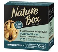 Nature Box - 4 in 1 Solid Purifying Shampoo - With Cold-Pressed Nut Oil - Hair/Scalp/Leather/Beard / Body - 99% Natural Ingredients - Soap of 85 g