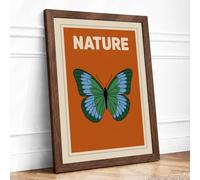 Nature Butterfly Minimalist Framed Wall Art Print A2 Walnut | Ready to Hang, Premium Gi Paper, Fade-Resistant Inks, Securely Packaged, UK Made