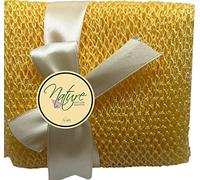 Nature by EJN - Net Bath Sponge, Customized N1 Weave, Long, Skin Exfoliation, African, Ghana, Porous, Stretches Horizontally to Approximately 49" (Golden Apricot)