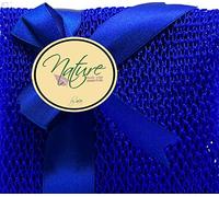 Nature by EJN - Net Bath Sponge, Customized N1 Weave, NKN Naturals, Long, Skin Exfoliation, African, Ghana, Porous, Stretches Horizontally to Approximately 49" (Shade of Blue)