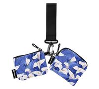 Nature Calla Lily Royal Blue Women's Card Cases Change Holder Minimalist Zipper Cash Coin Purse with Zipper Coin Pocket for Work Travel 2 Pcs, Nature Calla Lily Royal Blue, One Size, Art Deco
