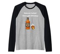 Nature Called I Brought Whiskey for Fun Outdoors Raglan Baseball Tee