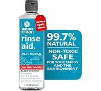 Nature Clean All Natural Dishwasher Rinse Aid Cleaner, Liquid Dishwasher Rinse Agent for Spot-Free Glass & Cutlery in Hard Water, Non Toxic Dish Washer Rinse Aid & Stain Remover, 8 oz/250ml, Pack of 1