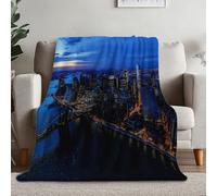 Nature Dusk Urban Architecture Printed Flannel Blankets Throw, Colorful Cosy Soft Throw Blanket Hug Blanket Home Decor For Bed Sofa Couch Car & Travel 100×130 cm