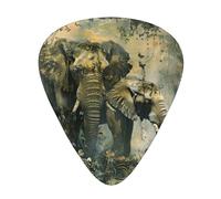 Nature Elephants print Guitar Picks 12 Pack Assorted Thickness for Guitar,ukulele,0.46/0.71/0.96mm