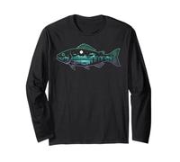 Nature Fishing Lover Bass Mountain Sunset Outdoor Fisherman Long Sleeve T-Shirt