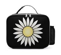 Nature Flowers Daisy Reusable Insulated Lunch Bag Tote Handbag Leather Portable Cooler Bags for Men Women