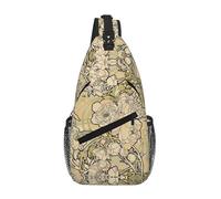Nature Flowers Unisex Chest Sling Bag With Multi-Pocket Design,Large Capacity Crossbody Bag Durable Polyester Adjustable Strap For Daily Commute Travel