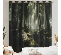 Nature Forest Blackout Curtains for Living Room, Modern Nature Scenery Curtains Bedroom Home Decor, Thermal Eyelet Window Drapes, 2 Panels 65 Drop, 29.5x65 (W x L) Q-D28