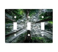 Nature Forest Light Switch Cover Plate/Outlet Covers, Lush Green Trees for Home Decor, Eco-Friendly Wall Plates, Standard Size Triple Toggle