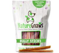 Nature Gnaws Extra Thin Bully Sticks 5-6" (10 Count) - 100% Natural Beef Chew Treats for Small Dogs