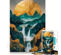 Nature Gold Decor 1000 Piece Jigsaw Puzzle for Adults Logic Toy Relaxing Fun Design Assembly Santa Wish Gift (38x26cm)
