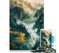 Nature Gold Decor Jigsaw Puzzles for Adults 1000 Piece Reason Skill Toy Anxiety Relief Exact Cut Elegant Gift (38x52cm)