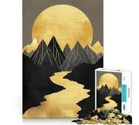 Nature Gold Decor Jigsaw Puzzles for Adults 1000 Piece Reason Skill Toy Anxiety Relief Exact Cut Elegant Gift (38x26cm)