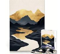 Nature Gold River Mountain 1000 Piece Jigsaw Puzzles for Teenagers Jigsaw Reason Skill Toy Shared Fun Tight Cut Wall Art Decor (38x26cm)