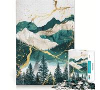Nature Green Gold Decor 1000 Pieces Jigsaw Puzzles for Teenagers Improve Recall Quiet Hobby Exact Edge Birthday Gift (38x26cm)
