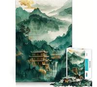 Nature Green Gold Decor Jigsaw Puzzle for Teenagers 1000 Pieces Memory Gain Calm Relax Design Assembly Classic Gift (38x52cm)