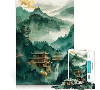 Nature Green Gold Decor Jigsaw Puzzles for Adults 1000 Piece Reason Skill Toy Anxiety Relief Exact Cut Elegant Gift (38x26cm)