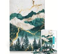 Nature Green Gold Decor Jigsaw Puzzles for Adults 1000 Piece Reason Skill Toy Anxiety Relief Exact Cut Elegant Gift (50x75cm)