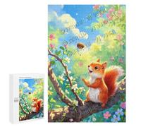 Nature-Inspired 1000 Piece Puzzle - Cute Forest Squirrel Design - Calming Wooden Jigsaw for Adults and Unique Home Décor Piece