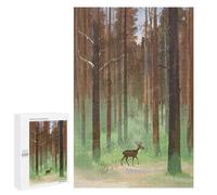 Nature-Inspired 1000 Piece Puzzle - Deer in the Forest Wooden Jigsaw - Calming Hobby for Adults and Beautiful Home Décor