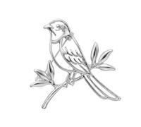 Nature Inspired Brooch Alloy Bird Accent with Finish and Pin-Back Closure for Bag Scarf Hat Lapel Wear Bird Lapel Pin Openwork Brooch Branch Detail Alloy Scarf Hat Bag Accessory back Nature