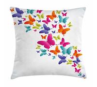 Nature Inspired Butterflies In Various Sizes Rainbow Colors Cushion Cover Lovely Throw Pillow Case Cooling Pillowcase For Living Room Sofa Christmas 45X45Cm