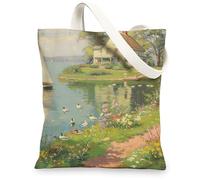 Nature Inspired Canvas Tote Bags, Vintage Floral Reusable Shopping Bags, Lightweight Washable Canvas Bags, various, 13x15 Inch